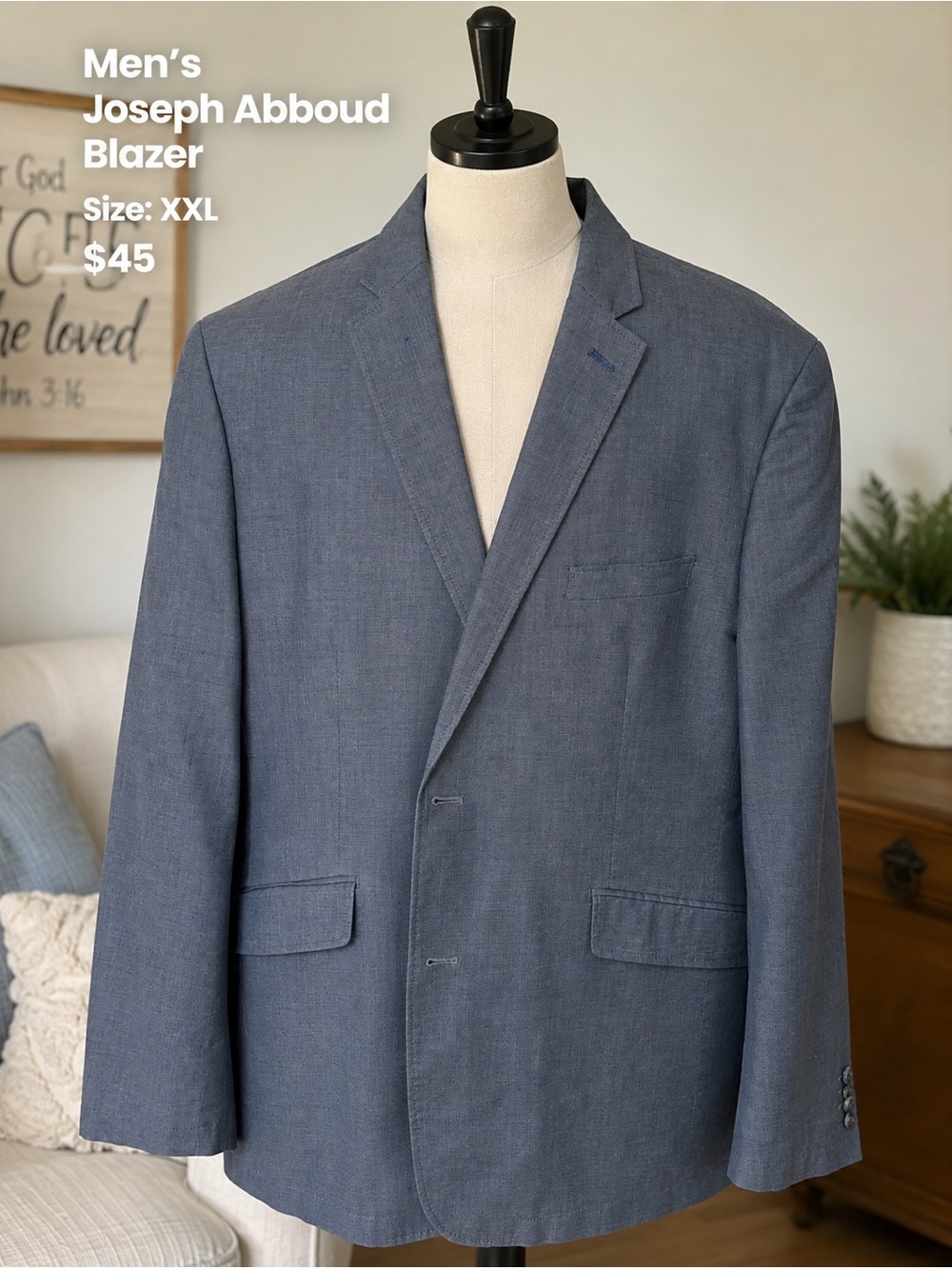 Joseph Abboud Men's Slate Blue Blazer - Classic Notch Lapel